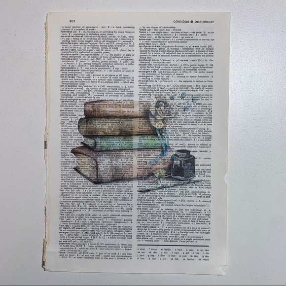 Dictionary Art Print Books and Rose Flower, Vintage Art Print - Picture 3 of 3